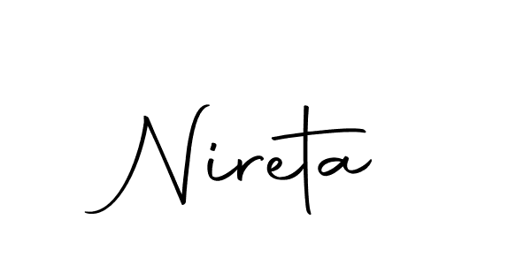 How to make Nireta name signature. Use Autography-DOLnW style for creating short signs online. This is the latest handwritten sign. Nireta signature style 10 images and pictures png