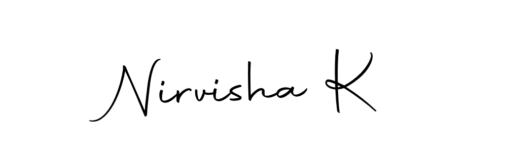 How to make Nirvisha K name signature. Use Autography-DOLnW style for creating short signs online. This is the latest handwritten sign. Nirvisha K signature style 10 images and pictures png