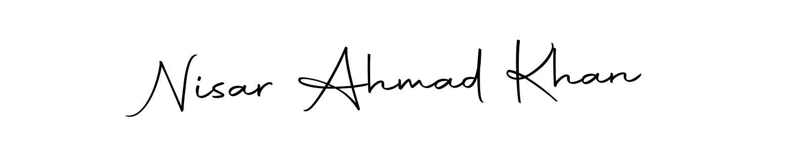 How to make Nisar Ahmad Khan name signature. Use Autography-DOLnW style for creating short signs online. This is the latest handwritten sign. Nisar Ahmad Khan signature style 10 images and pictures png