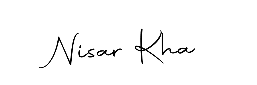 How to make Nisar Kha name signature. Use Autography-DOLnW style for creating short signs online. This is the latest handwritten sign. Nisar Kha signature style 10 images and pictures png