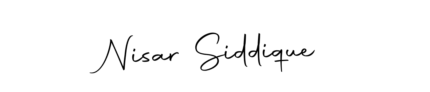 How to make Nisar Siddique name signature. Use Autography-DOLnW style for creating short signs online. This is the latest handwritten sign. Nisar Siddique signature style 10 images and pictures png