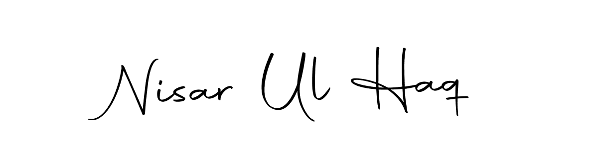How to make Nisar Ul Haq name signature. Use Autography-DOLnW style for creating short signs online. This is the latest handwritten sign. Nisar Ul Haq signature style 10 images and pictures png