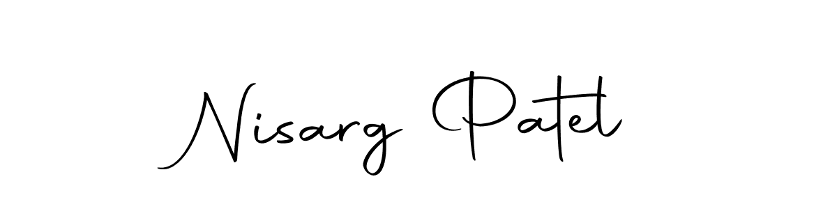 How to make Nisarg Patel name signature. Use Autography-DOLnW style for creating short signs online. This is the latest handwritten sign. Nisarg Patel signature style 10 images and pictures png