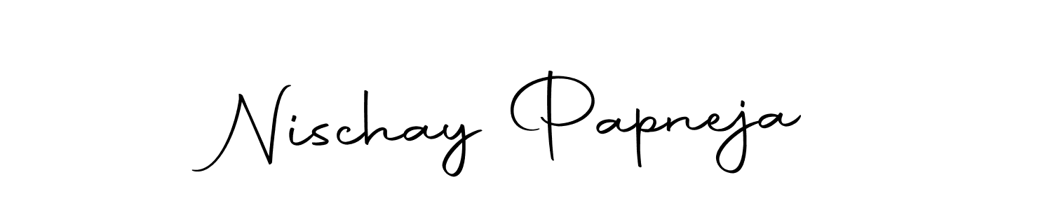 How to make Nischay Papneja name signature. Use Autography-DOLnW style for creating short signs online. This is the latest handwritten sign. Nischay Papneja signature style 10 images and pictures png