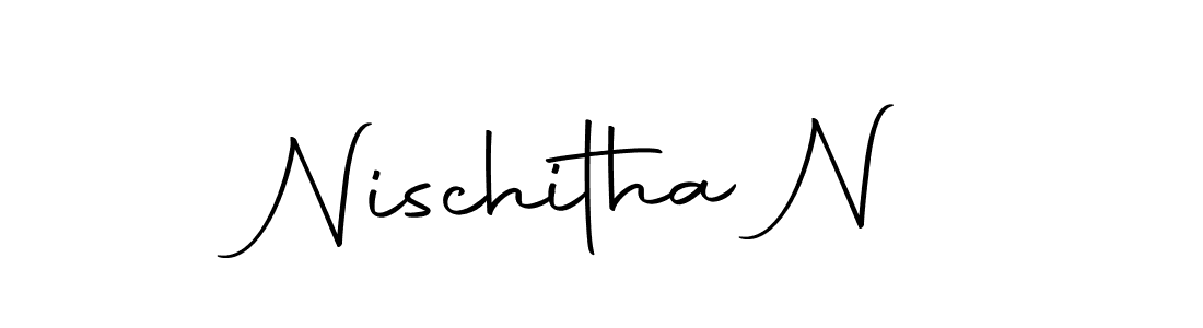 How to make Nischitha N name signature. Use Autography-DOLnW style for creating short signs online. This is the latest handwritten sign. Nischitha N signature style 10 images and pictures png