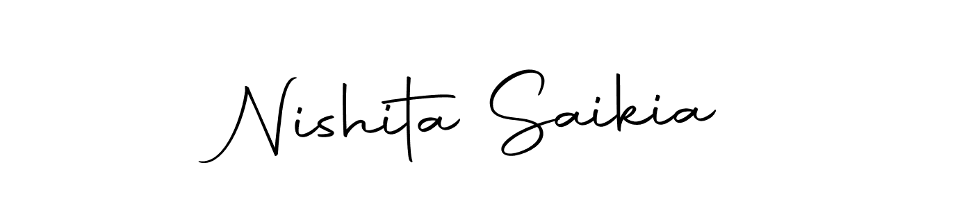 How to make Nishita Saikia name signature. Use Autography-DOLnW style for creating short signs online. This is the latest handwritten sign. Nishita Saikia signature style 10 images and pictures png