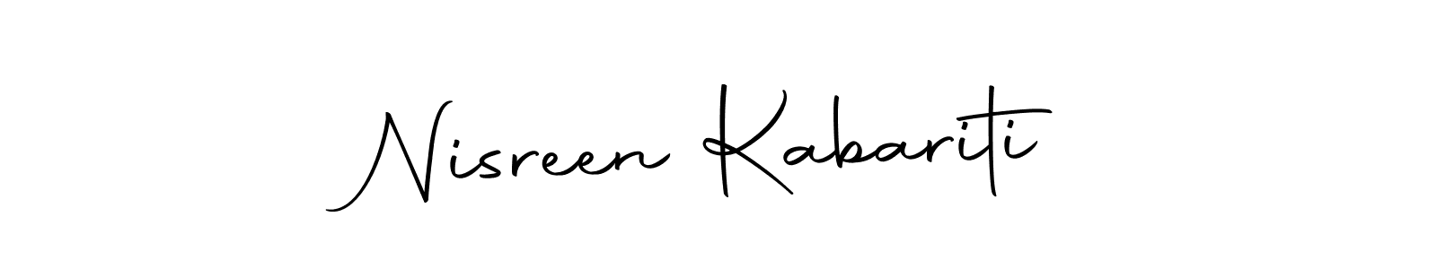 How to make Nisreen Kabariti name signature. Use Autography-DOLnW style for creating short signs online. This is the latest handwritten sign. Nisreen Kabariti signature style 10 images and pictures png