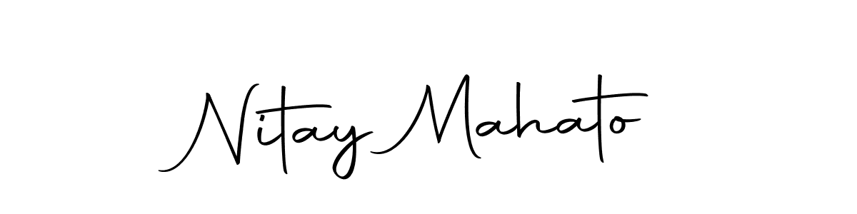 How to make Nitay Mahato name signature. Use Autography-DOLnW style for creating short signs online. This is the latest handwritten sign. Nitay Mahato signature style 10 images and pictures png