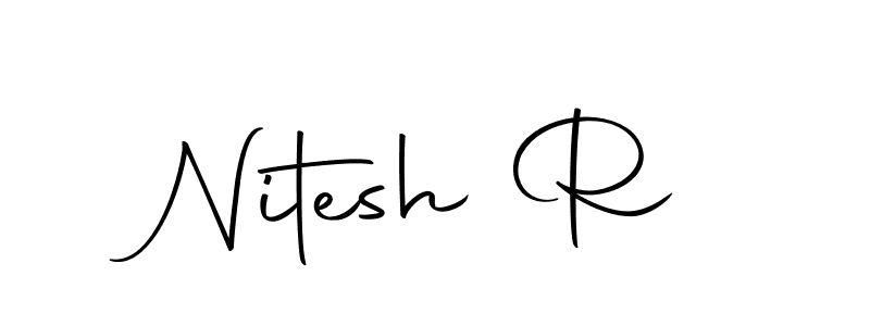 How to make Nitesh R name signature. Use Autography-DOLnW style for creating short signs online. This is the latest handwritten sign. Nitesh R signature style 10 images and pictures png