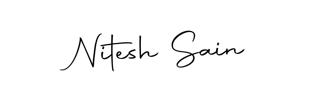 How to make Nitesh Sain name signature. Use Autography-DOLnW style for creating short signs online. This is the latest handwritten sign. Nitesh Sain signature style 10 images and pictures png