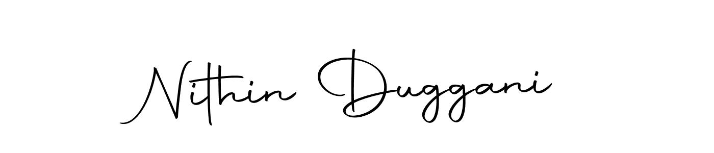 How to make Nithin Duggani name signature. Use Autography-DOLnW style for creating short signs online. This is the latest handwritten sign. Nithin Duggani signature style 10 images and pictures png