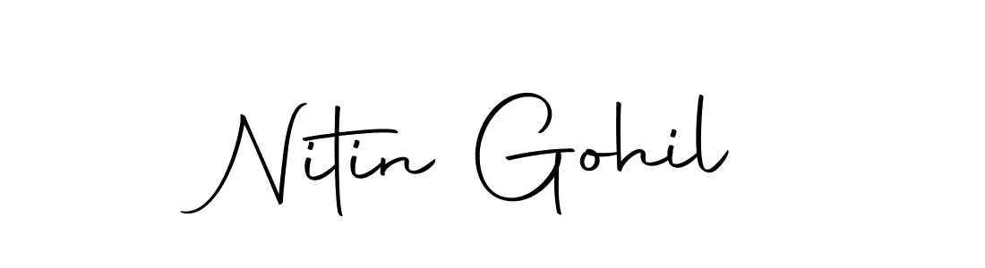 How to make Nitin Gohil name signature. Use Autography-DOLnW style for creating short signs online. This is the latest handwritten sign. Nitin Gohil signature style 10 images and pictures png