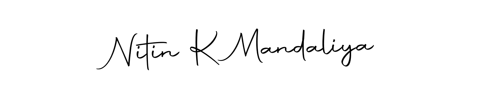 How to make Nitin K Mandaliya name signature. Use Autography-DOLnW style for creating short signs online. This is the latest handwritten sign. Nitin K Mandaliya signature style 10 images and pictures png