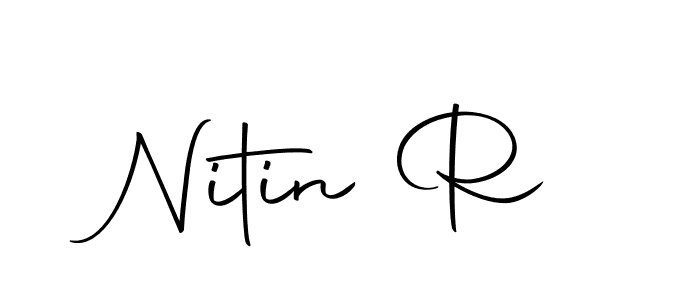How to make Nitin R name signature. Use Autography-DOLnW style for creating short signs online. This is the latest handwritten sign. Nitin R signature style 10 images and pictures png