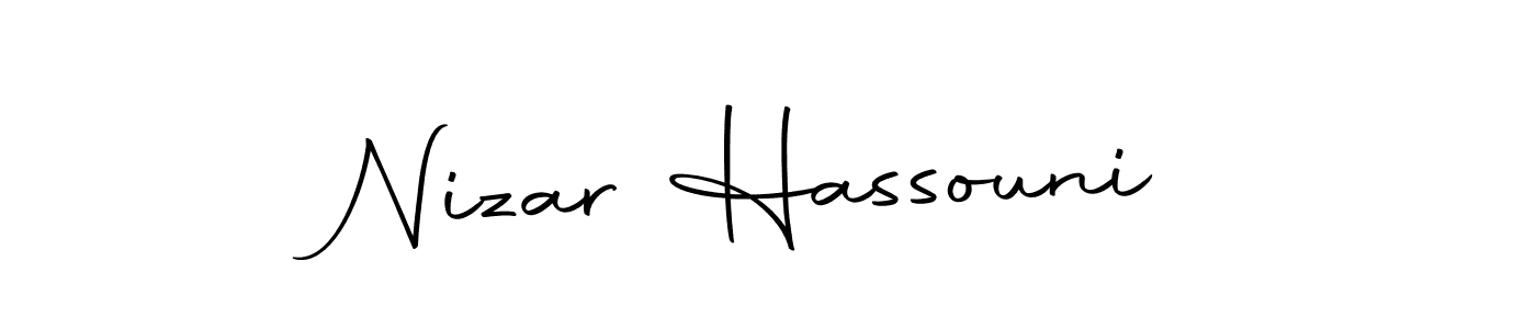 How to make Nizar Hassouni name signature. Use Autography-DOLnW style for creating short signs online. This is the latest handwritten sign. Nizar Hassouni signature style 10 images and pictures png