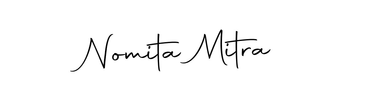 How to make Nomita Mitra name signature. Use Autography-DOLnW style for creating short signs online. This is the latest handwritten sign. Nomita Mitra signature style 10 images and pictures png