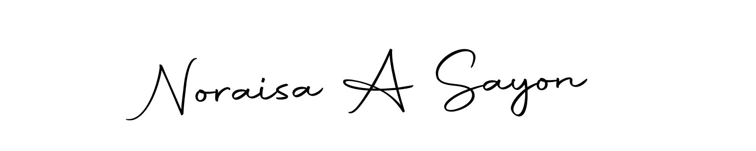 How to make Noraisa A Sayon name signature. Use Autography-DOLnW style for creating short signs online. This is the latest handwritten sign. Noraisa A Sayon signature style 10 images and pictures png