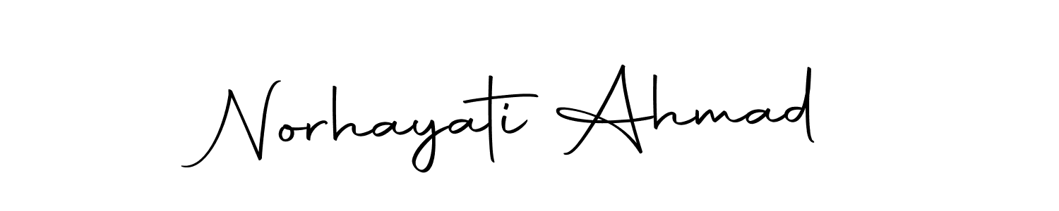 How to make Norhayati Ahmad name signature. Use Autography-DOLnW style for creating short signs online. This is the latest handwritten sign. Norhayati Ahmad signature style 10 images and pictures png