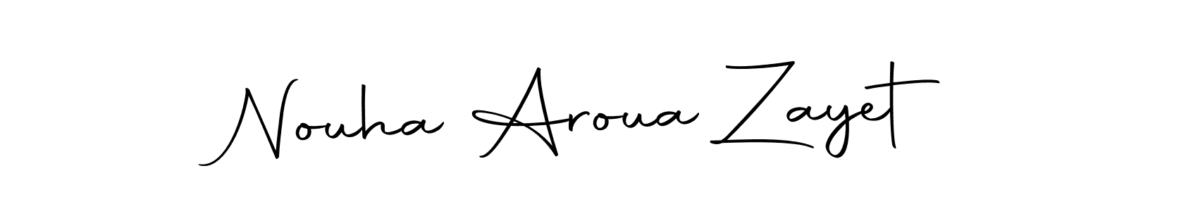 How to make Nouha Aroua Zayet name signature. Use Autography-DOLnW style for creating short signs online. This is the latest handwritten sign. Nouha Aroua Zayet signature style 10 images and pictures png