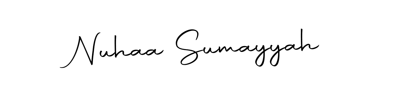 This is the best signature style for the Nuhaa Sumayyah name. Also you like these signature font (Autography-DOLnW). Mix name signature. Nuhaa Sumayyah signature style 10 images and pictures png