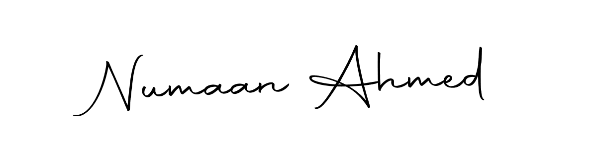 How to make Numaan Ahmed name signature. Use Autography-DOLnW style for creating short signs online. This is the latest handwritten sign. Numaan Ahmed signature style 10 images and pictures png