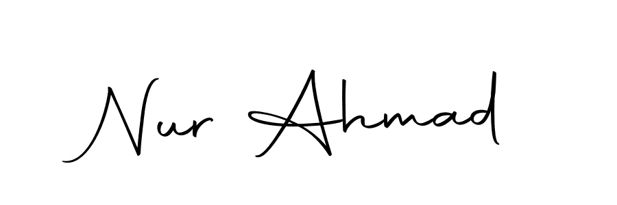How to make Nur Ahmad name signature. Use Autography-DOLnW style for creating short signs online. This is the latest handwritten sign. Nur Ahmad signature style 10 images and pictures png