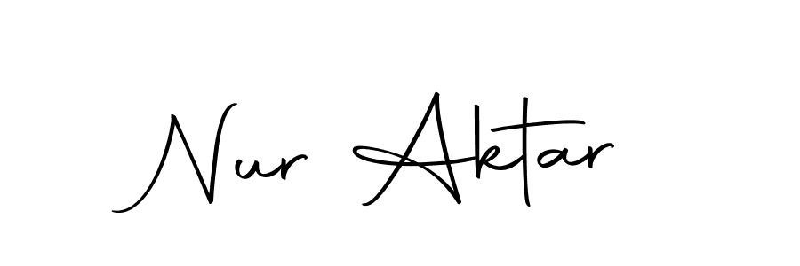 How to make Nur Aktar name signature. Use Autography-DOLnW style for creating short signs online. This is the latest handwritten sign. Nur Aktar signature style 10 images and pictures png