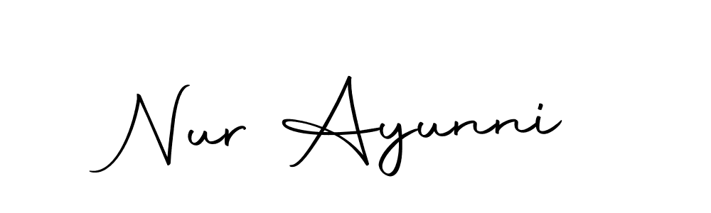 Design your own signature with our free online signature maker. With this signature software, you can create a handwritten (Autography-DOLnW) signature for name Nur Ayunni. Nur Ayunni signature style 10 images and pictures png