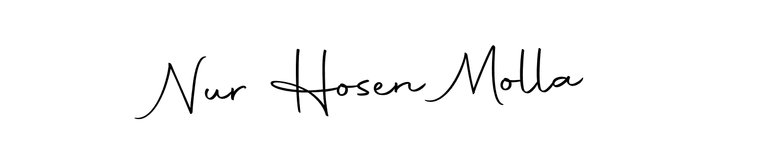 How to make Nur Hosen Molla name signature. Use Autography-DOLnW style for creating short signs online. This is the latest handwritten sign. Nur Hosen Molla signature style 10 images and pictures png