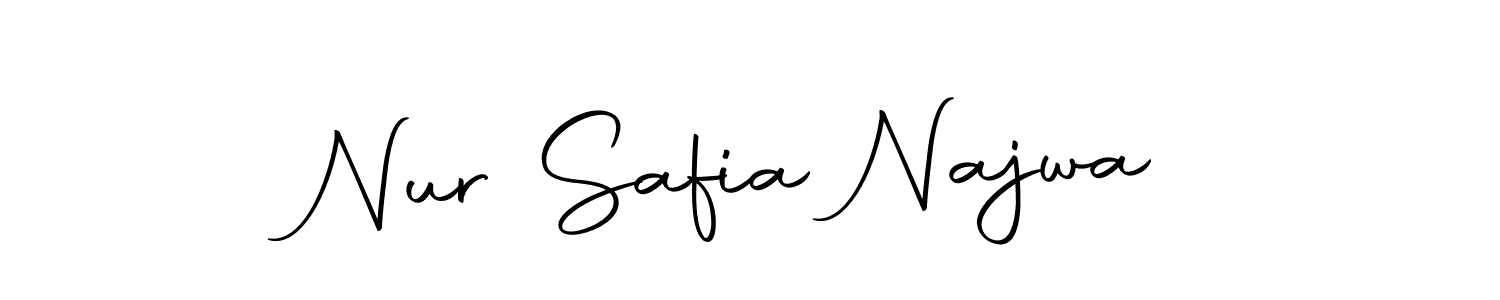 How to make Nur Safia Najwa name signature. Use Autography-DOLnW style for creating short signs online. This is the latest handwritten sign. Nur Safia Najwa signature style 10 images and pictures png