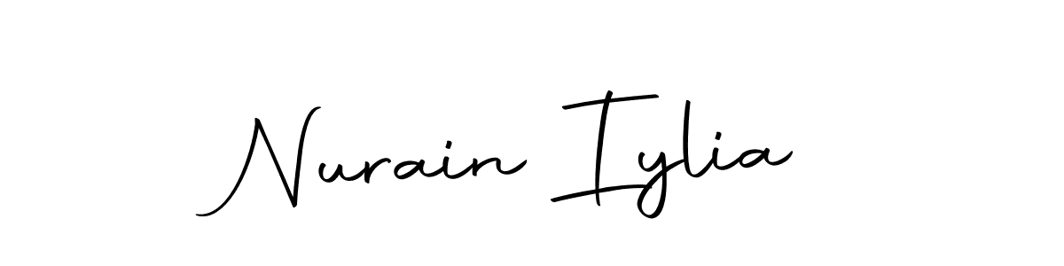 How to make Nurain Iylia name signature. Use Autography-DOLnW style for creating short signs online. This is the latest handwritten sign. Nurain Iylia signature style 10 images and pictures png