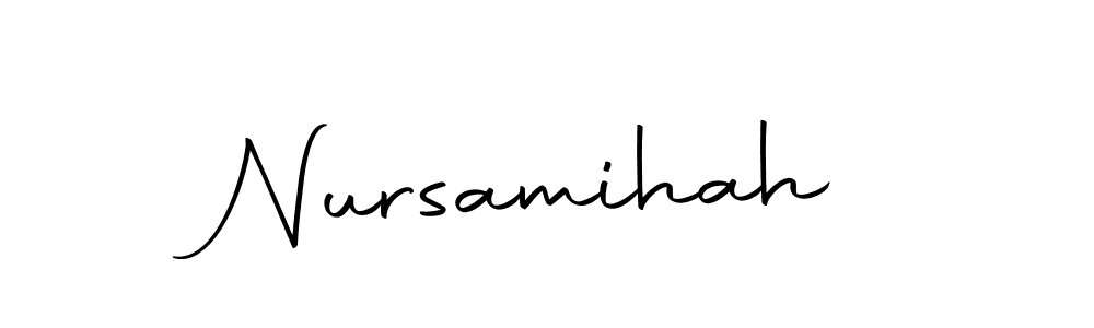 How to make Nursamihah name signature. Use Autography-DOLnW style for creating short signs online. This is the latest handwritten sign. Nursamihah signature style 10 images and pictures png