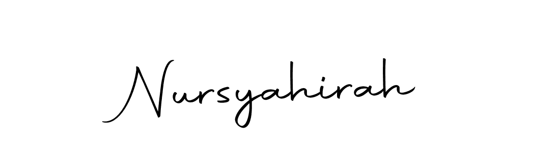 Design your own signature with our free online signature maker. With this signature software, you can create a handwritten (Autography-DOLnW) signature for name Nursyahirah. Nursyahirah signature style 10 images and pictures png