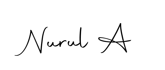 You should practise on your own different ways (Autography-DOLnW) to write your name (Nurul A) in signature. don't let someone else do it for you. Nurul A signature style 10 images and pictures png
