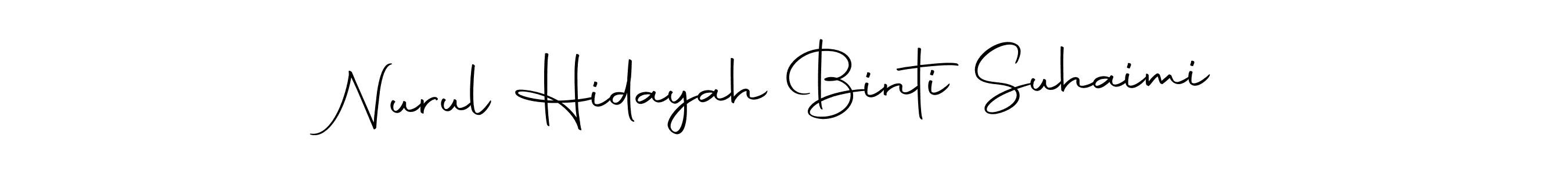 Design your own signature with our free online signature maker. With this signature software, you can create a handwritten (Autography-DOLnW) signature for name Nurul Hidayah Binti Suhaimi. Nurul Hidayah Binti Suhaimi signature style 10 images and pictures png