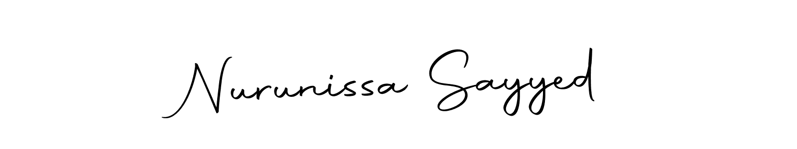 Design your own signature with our free online signature maker. With this signature software, you can create a handwritten (Autography-DOLnW) signature for name Nurunissa Sayyed. Nurunissa Sayyed signature style 10 images and pictures png