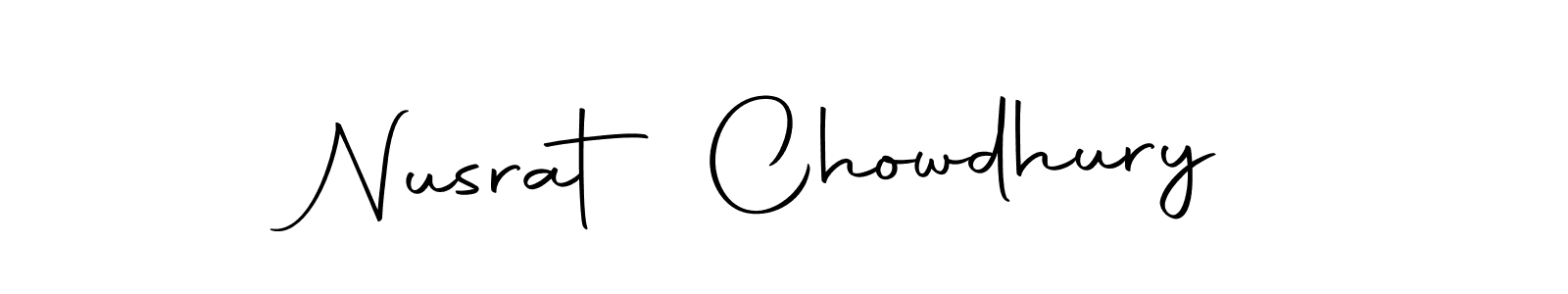 How to make Nusrat Chowdhury name signature. Use Autography-DOLnW style for creating short signs online. This is the latest handwritten sign. Nusrat Chowdhury signature style 10 images and pictures png