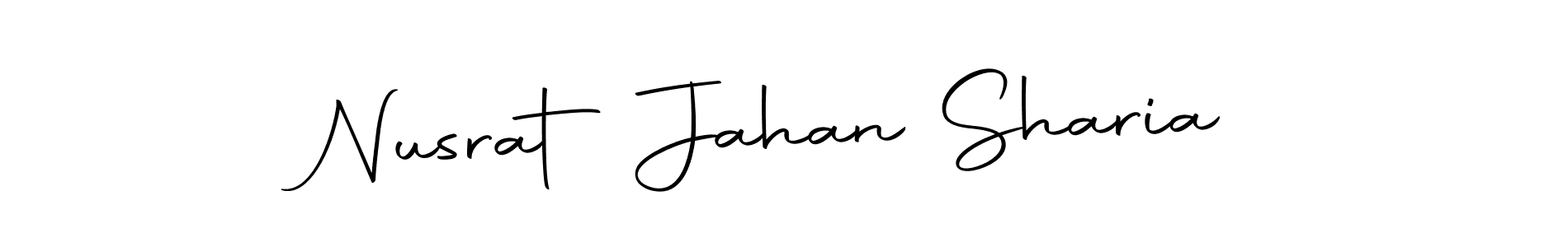 How to make Nusrat Jahan Sharia name signature. Use Autography-DOLnW style for creating short signs online. This is the latest handwritten sign. Nusrat Jahan Sharia signature style 10 images and pictures png