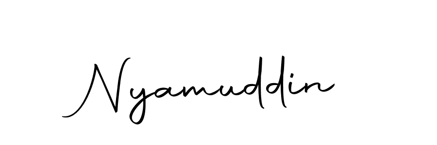 You should practise on your own different ways (Autography-DOLnW) to write your name (Nyamuddin) in signature. don't let someone else do it for you. Nyamuddin signature style 10 images and pictures png