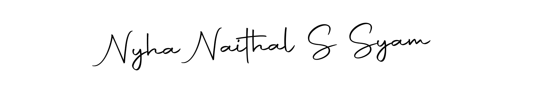 Autography-DOLnW is a professional signature style that is perfect for those who want to add a touch of class to their signature. It is also a great choice for those who want to make their signature more unique. Get Nyha Naithal S Syam name to fancy signature for free. Nyha Naithal S Syam signature style 10 images and pictures png