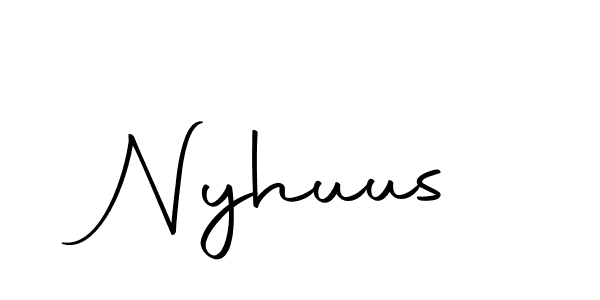 Use a signature maker to create a handwritten signature online. With this signature software, you can design (Autography-DOLnW) your own signature for name Nyhuus. Nyhuus signature style 10 images and pictures png