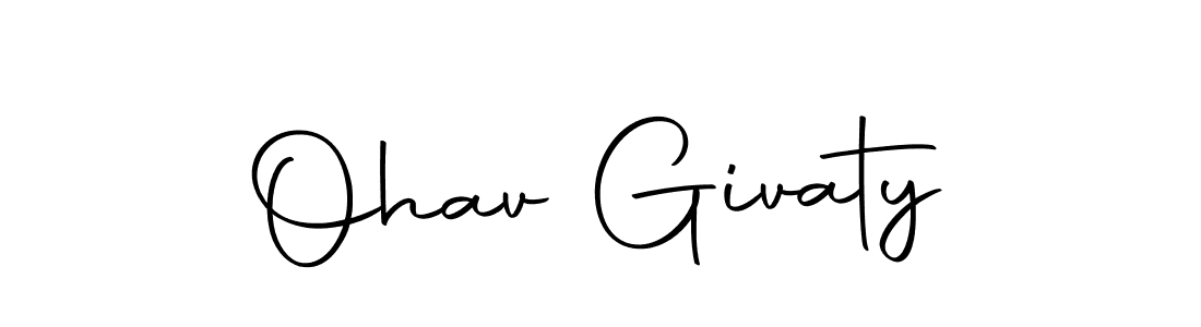 How to make Ohav Givaty name signature. Use Autography-DOLnW style for creating short signs online. This is the latest handwritten sign. Ohav Givaty signature style 10 images and pictures png