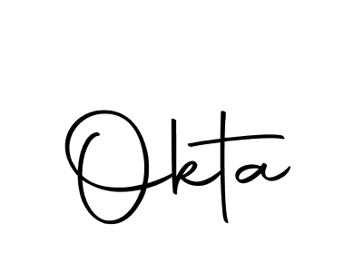 The best way (Autography-DOLnW) to make a short signature is to pick only two or three words in your name. The name Okta include a total of six letters. For converting this name. Okta signature style 10 images and pictures png