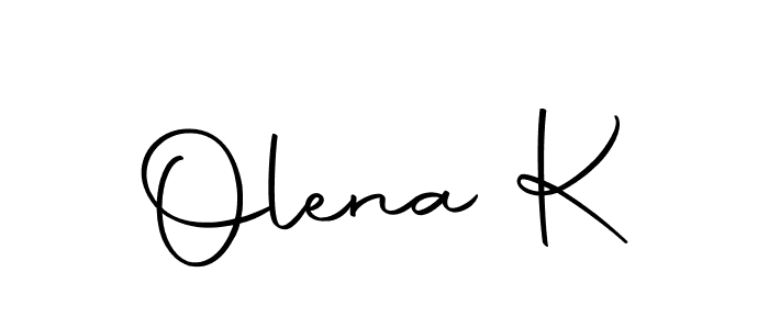 How to make Olena K name signature. Use Autography-DOLnW style for creating short signs online. This is the latest handwritten sign. Olena K signature style 10 images and pictures png