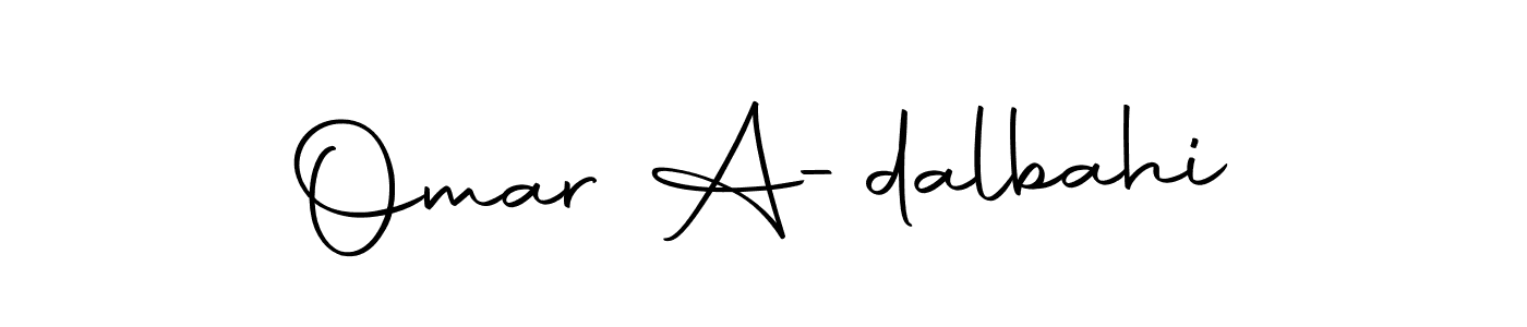 How to make Omar A-dalbahi name signature. Use Autography-DOLnW style for creating short signs online. This is the latest handwritten sign. Omar A-dalbahi signature style 10 images and pictures png