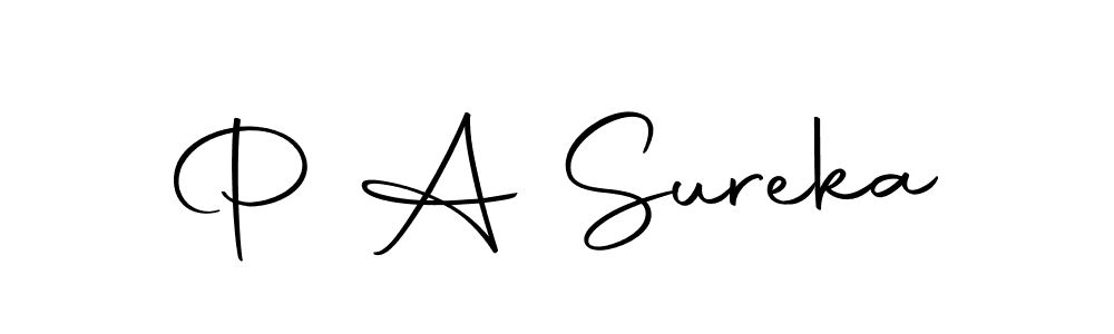 How to make P A Sureka name signature. Use Autography-DOLnW style for creating short signs online. This is the latest handwritten sign. P A Sureka signature style 10 images and pictures png