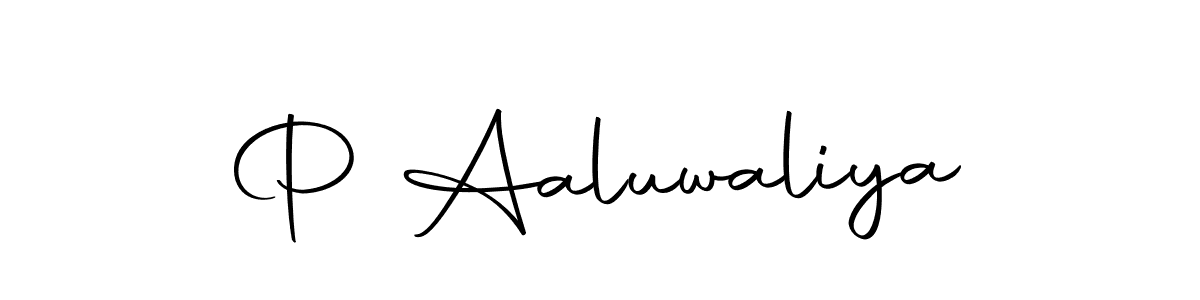 How to make P Aaluwaliya name signature. Use Autography-DOLnW style for creating short signs online. This is the latest handwritten sign. P Aaluwaliya signature style 10 images and pictures png