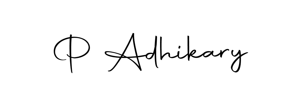 Create a beautiful signature design for name P Adhikary. With this signature (Autography-DOLnW) fonts, you can make a handwritten signature for free. P Adhikary signature style 10 images and pictures png
