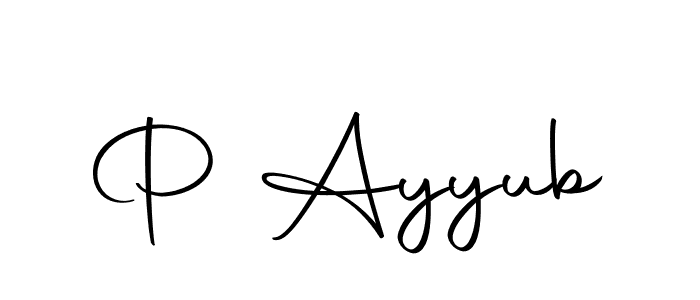 Design your own signature with our free online signature maker. With this signature software, you can create a handwritten (Autography-DOLnW) signature for name P Ayyub. P Ayyub signature style 10 images and pictures png