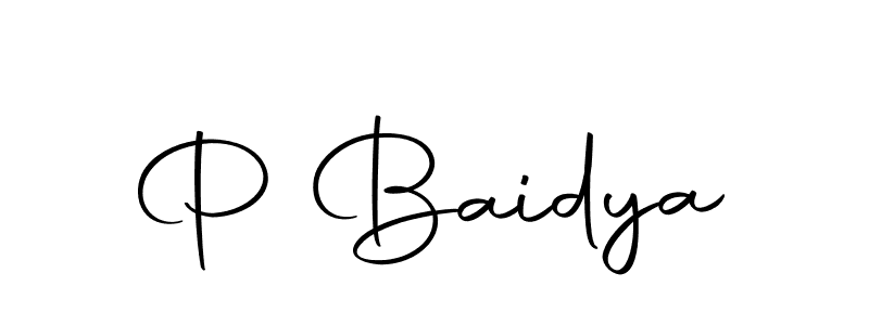 Design your own signature with our free online signature maker. With this signature software, you can create a handwritten (Autography-DOLnW) signature for name P Baidya. P Baidya signature style 10 images and pictures png